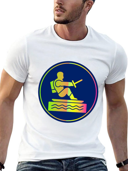 Water Ski Diver Graphic Tee - Black Cotton
