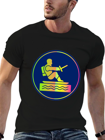 Water Ski Diver Graphic Tee - Black Cotton