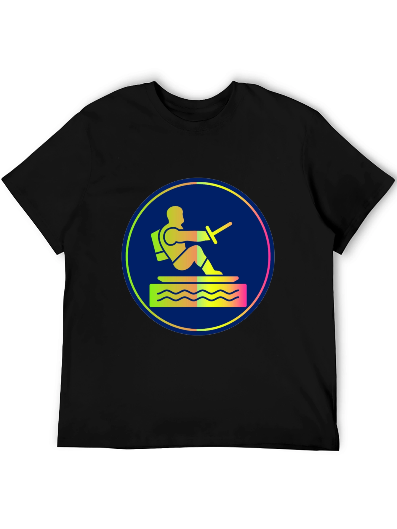 Water Ski Diver Graphic Tee - Black Cotton