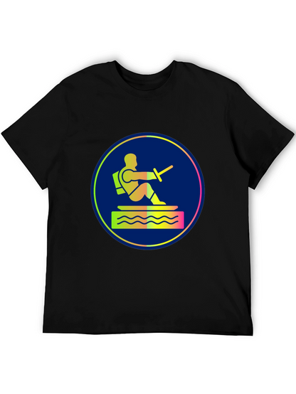 Water Ski Diver Graphic Tee - Black Cotton