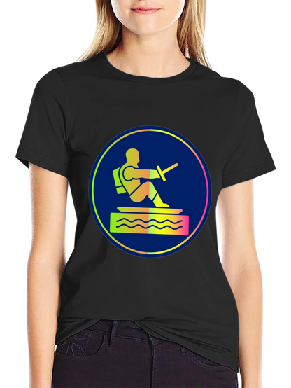 Water Ski Diver Graphic Tee - Black Cotton