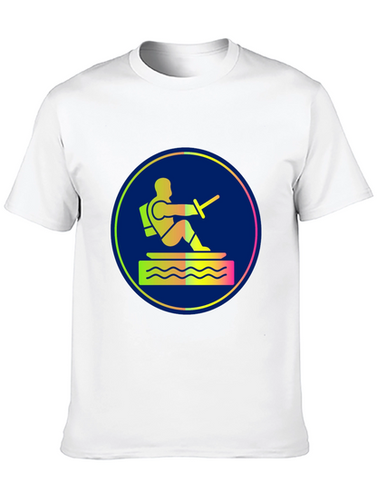 Water Ski Diver Graphic Tee - Black Cotton