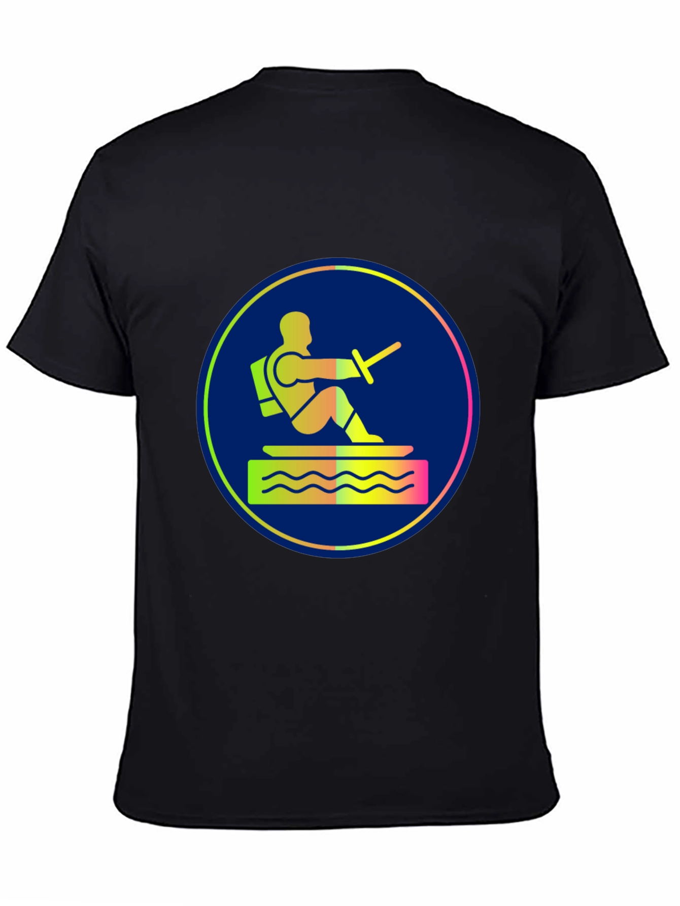 Water Ski Diver Graphic Tee - Black Cotton