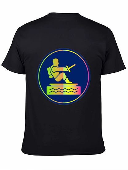 Water Ski Diver Graphic Tee - Black Cotton
