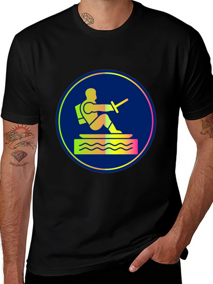 Water Ski Diver Graphic Tee - Black Cotton