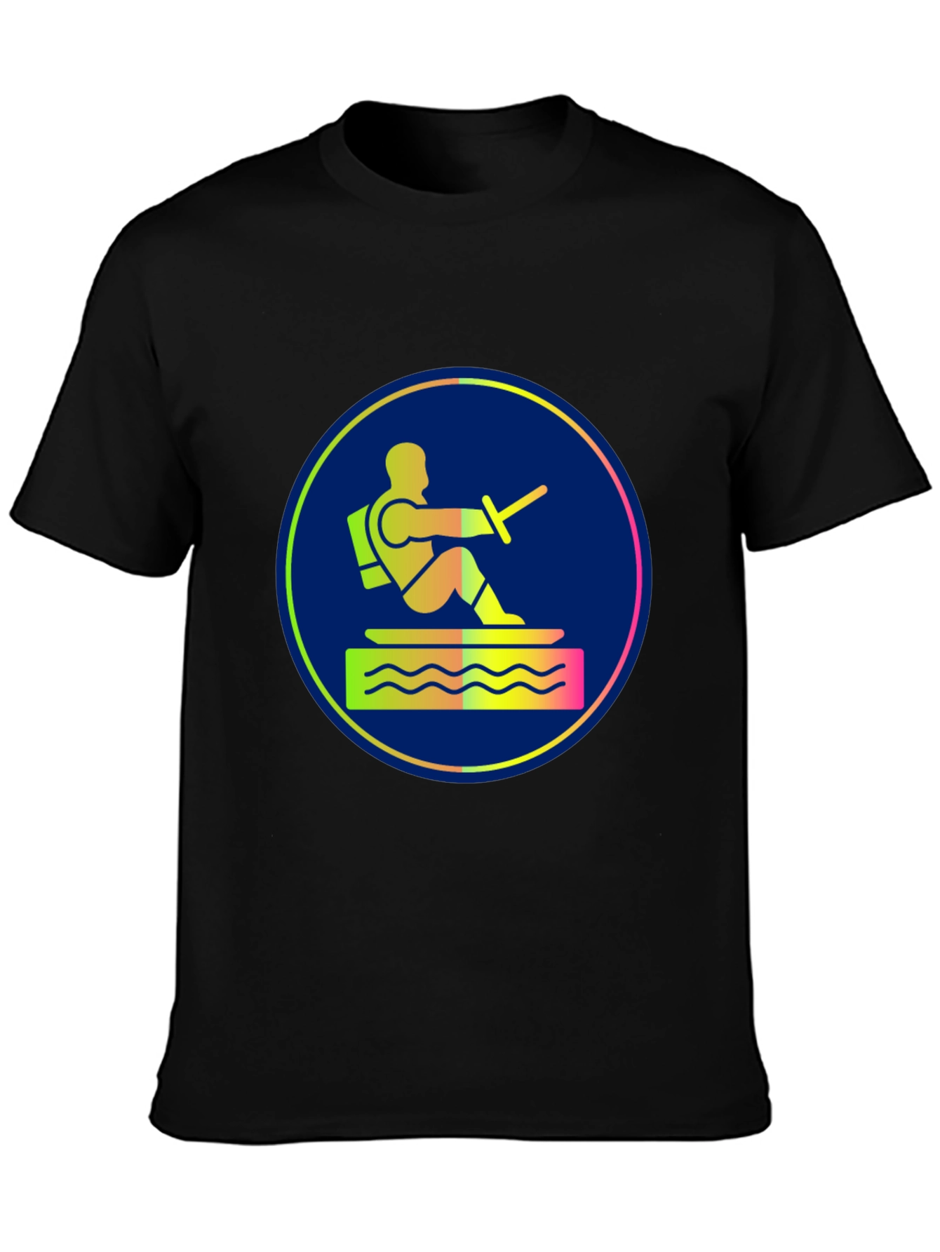 Water Ski Diver Graphic Tee - Black Cotton