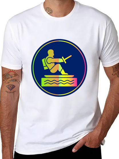 Water Ski Diver Graphic Tee - Black Cotton