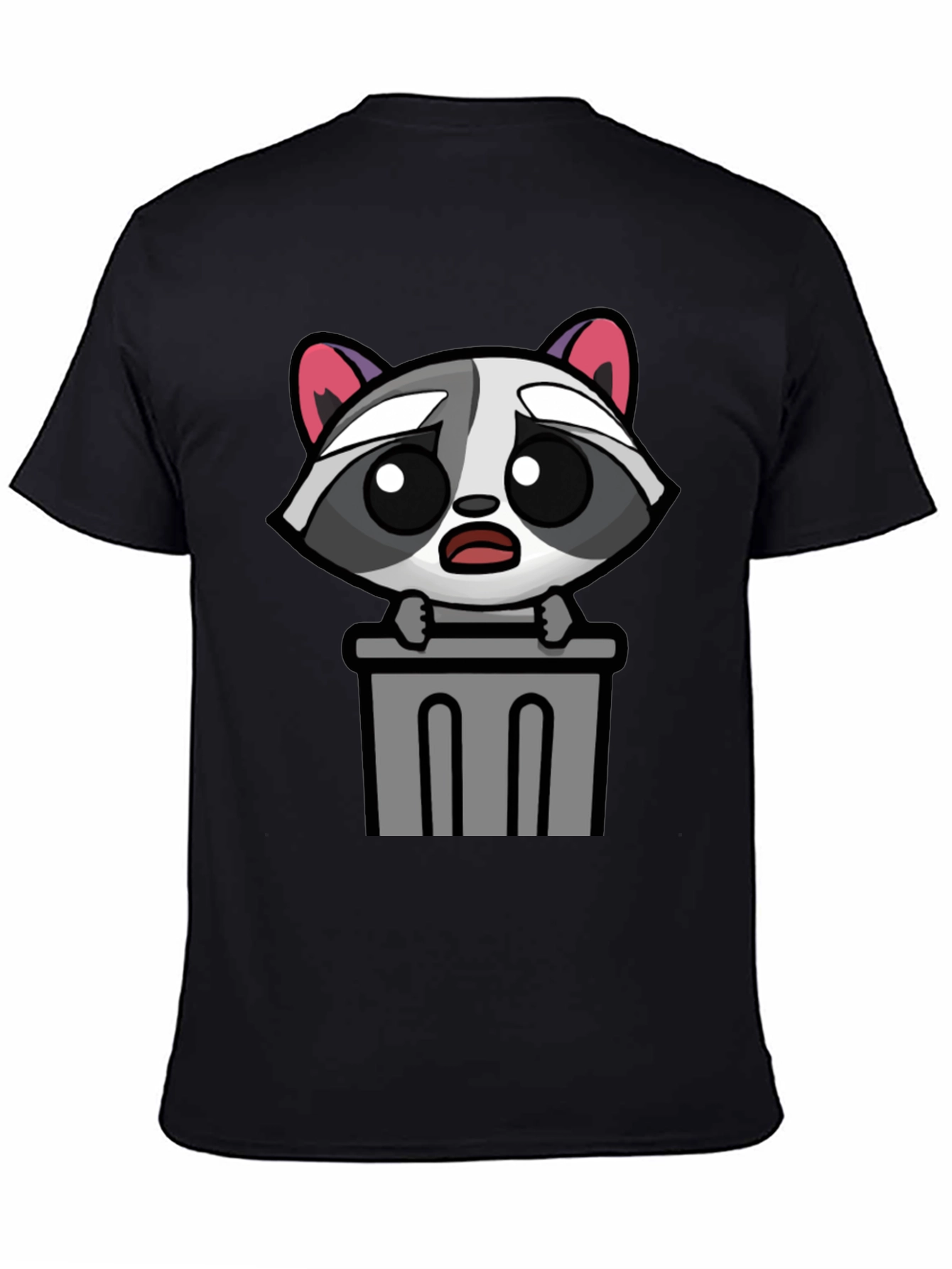 Cute Raccoon in Trash T-Shirt - Unisex Black Tee