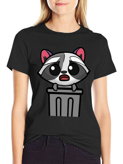 Cute Raccoon in Trash T-Shirt - Unisex Black Tee