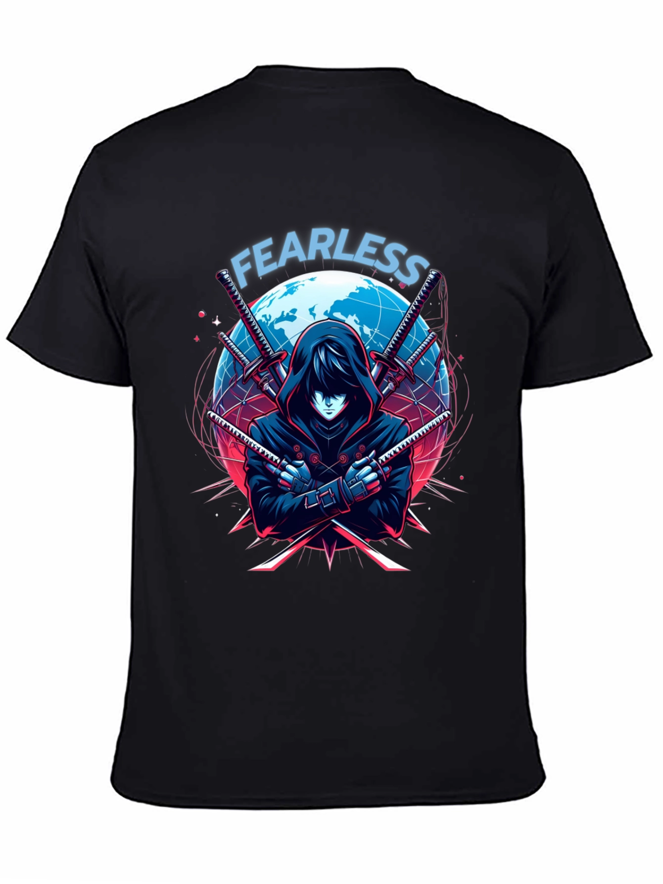 Fearless Anime Ninja Graphic T-Shirt