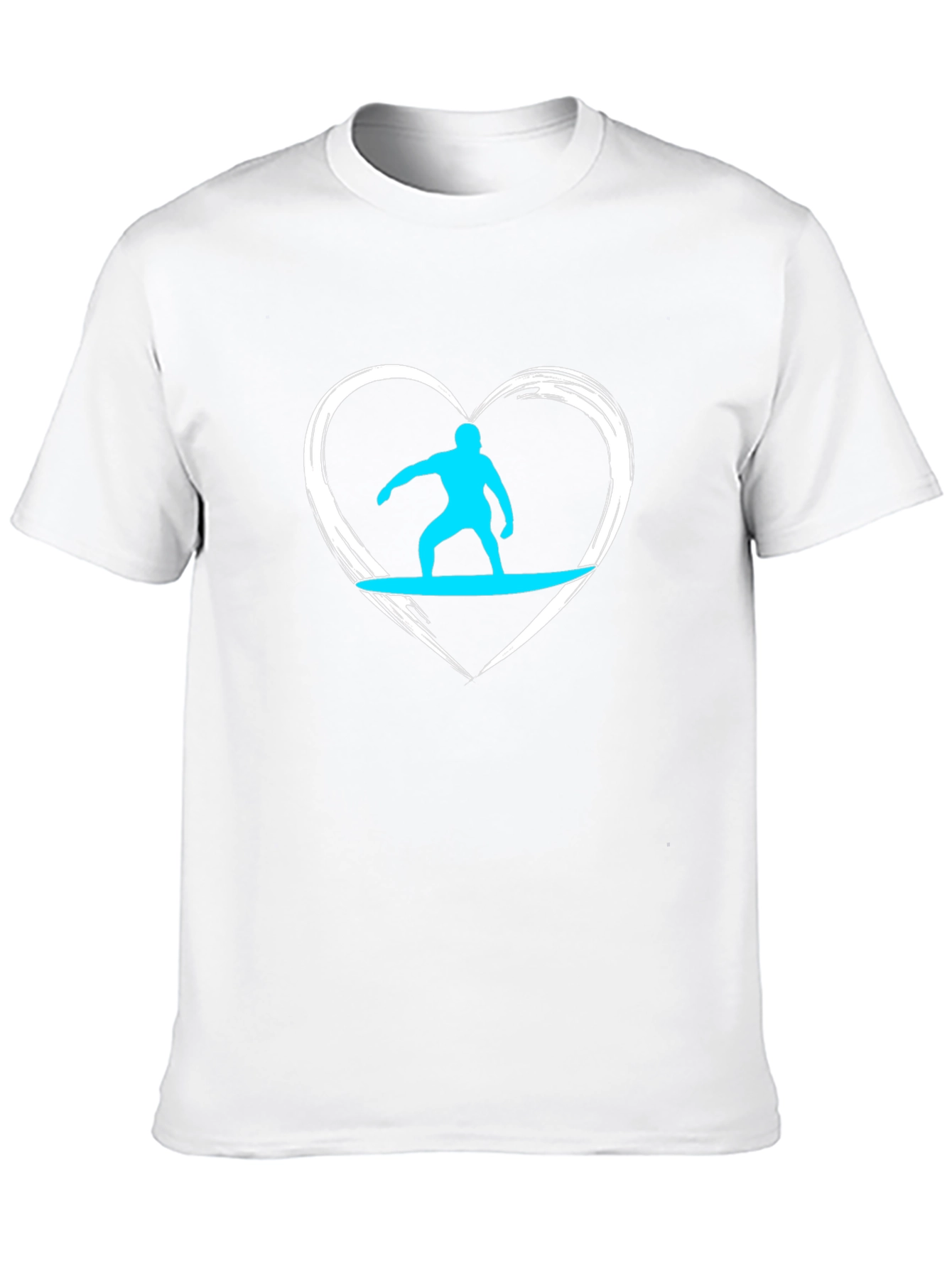 Surfer Heart Graphic Tee - Black Cotton Casual T-Shirt