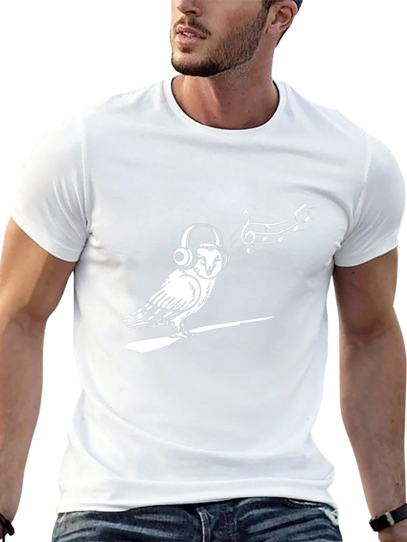 Owl Music Lover Graphic Tee - Black T-Shirt