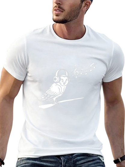 Owl Music Lover Graphic Tee - Black T-Shirt