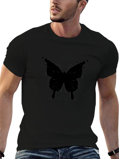 Black Butterfly Splatter Graphic T-Shirt