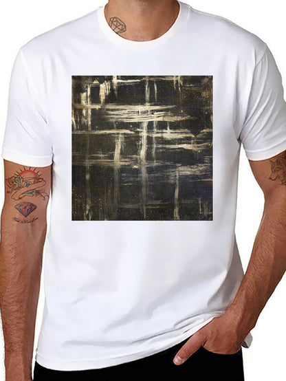 Abstract Grid Graphic T-Shirt - Black