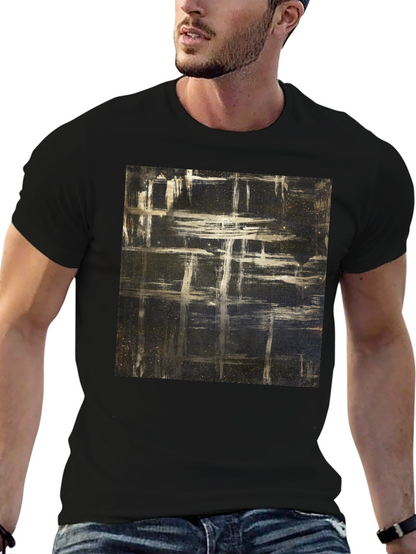 Abstract Grid Graphic T-Shirt - Black