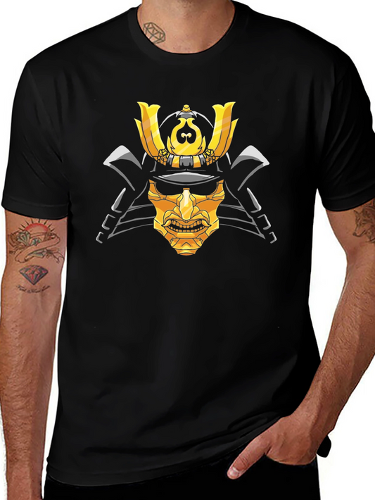 Samurai Mask Graphic T-Shirt - Black Cotton Tee