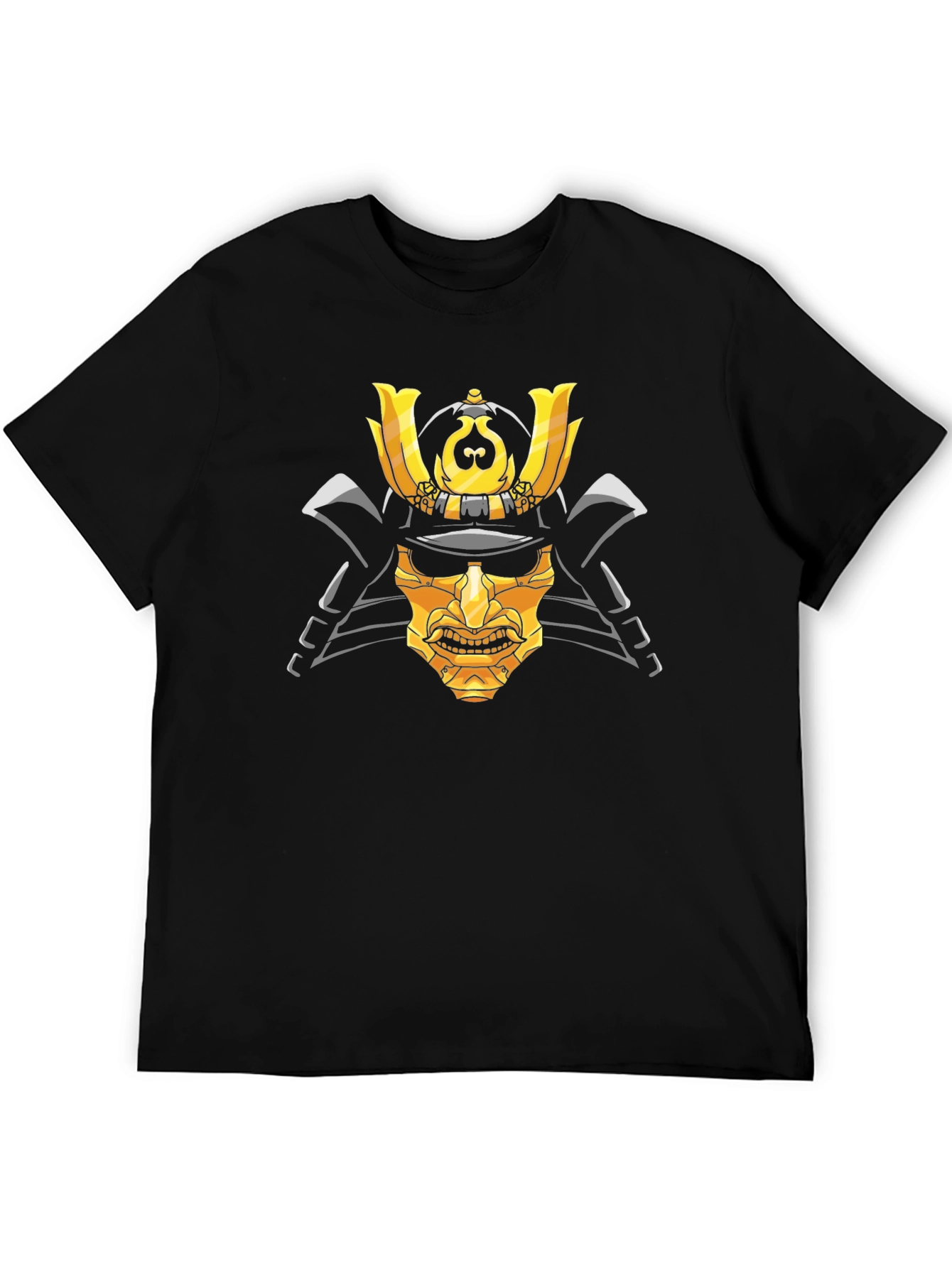 Samurai Mask Graphic T-Shirt - Black Cotton Tee