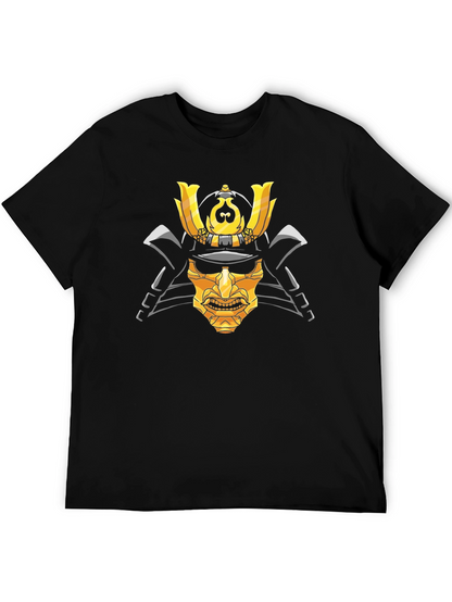 Samurai Mask Graphic T-Shirt - Black Cotton Tee
