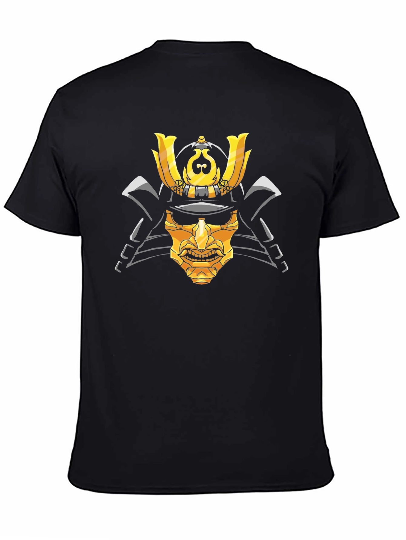 Samurai Mask Graphic T-Shirt - Black Cotton Tee