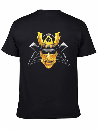 Samurai Mask Graphic T-Shirt - Black Cotton Tee