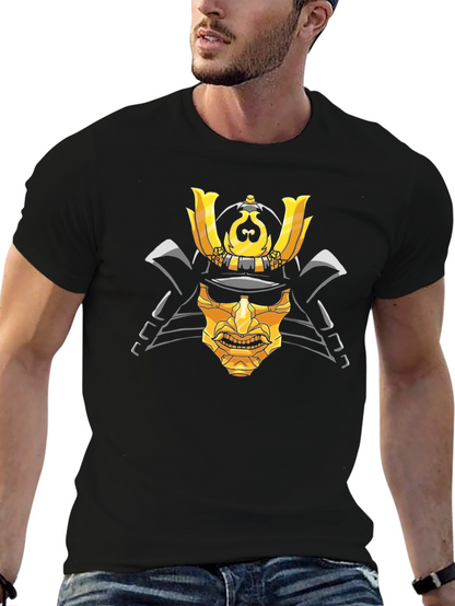 Samurai Mask Graphic T-Shirt - Black Cotton Tee