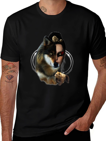 Wolf & Bear Graphic Tee - Unisex Black T-Shirt