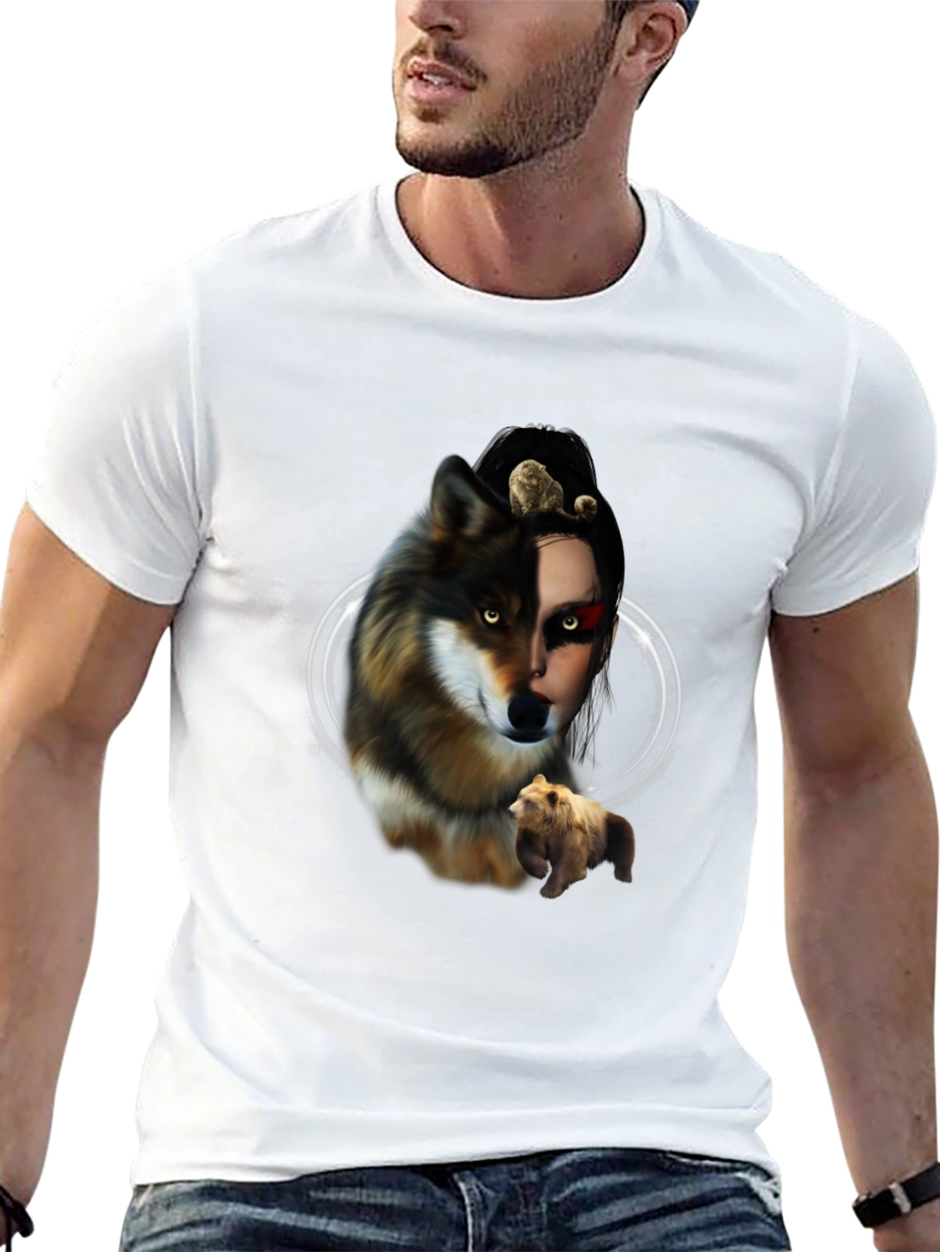 Wolf & Bear Graphic Tee - Unisex Black T-Shirt