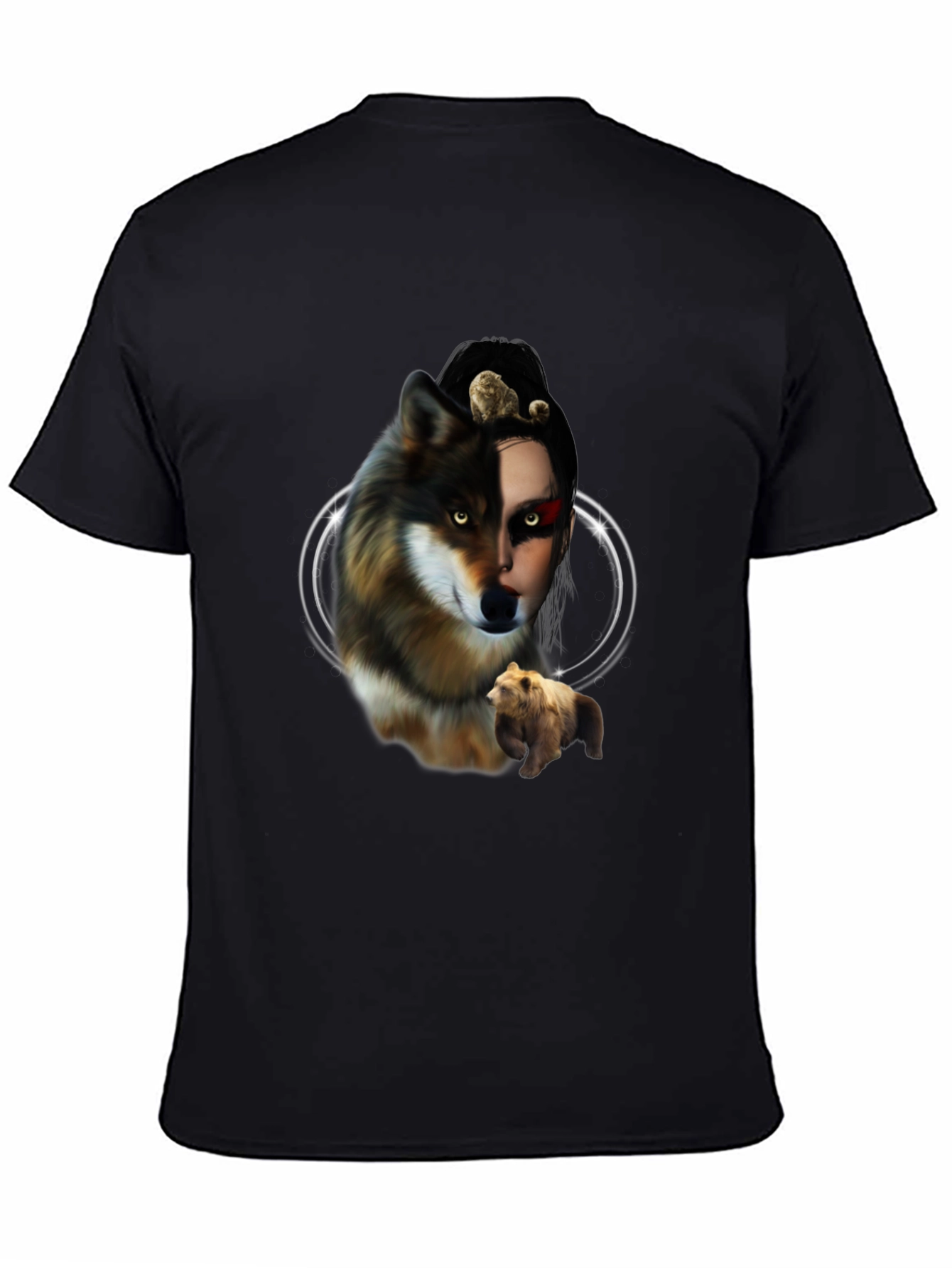 Wolf & Bear Graphic Tee - Unisex Black T-Shirt