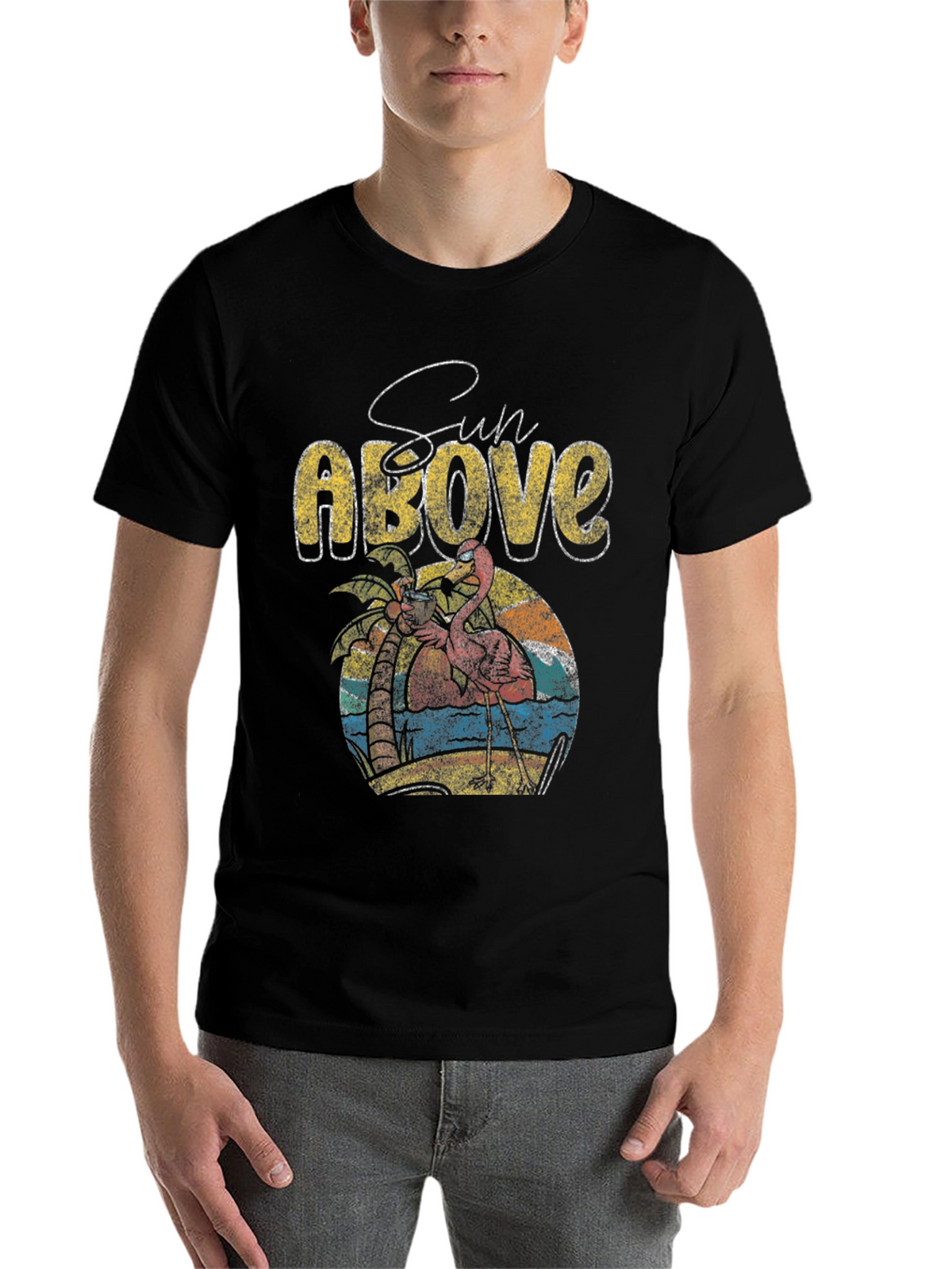 Sun Above Flamingo Graphic T-Shirt