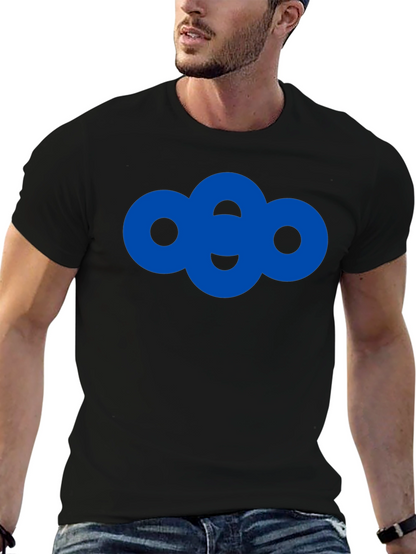 Modern Blue Circle Graphic Black T-Shirt