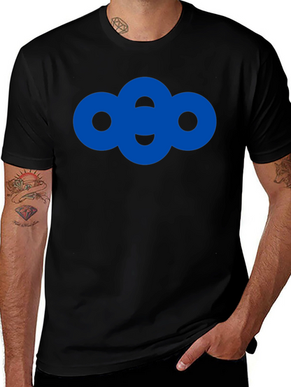 Modern Blue Circle Graphic Black T-Shirt