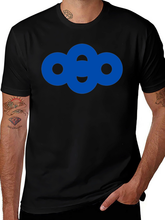 Modern Blue Circle Graphic Black T-Shirt