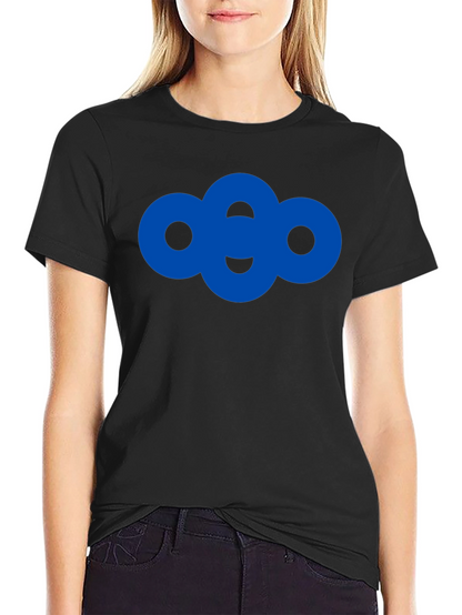 Modern Blue Circle Graphic Black T-Shirt