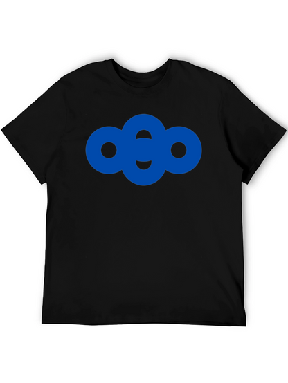 Modern Blue Circle Graphic Black T-Shirt