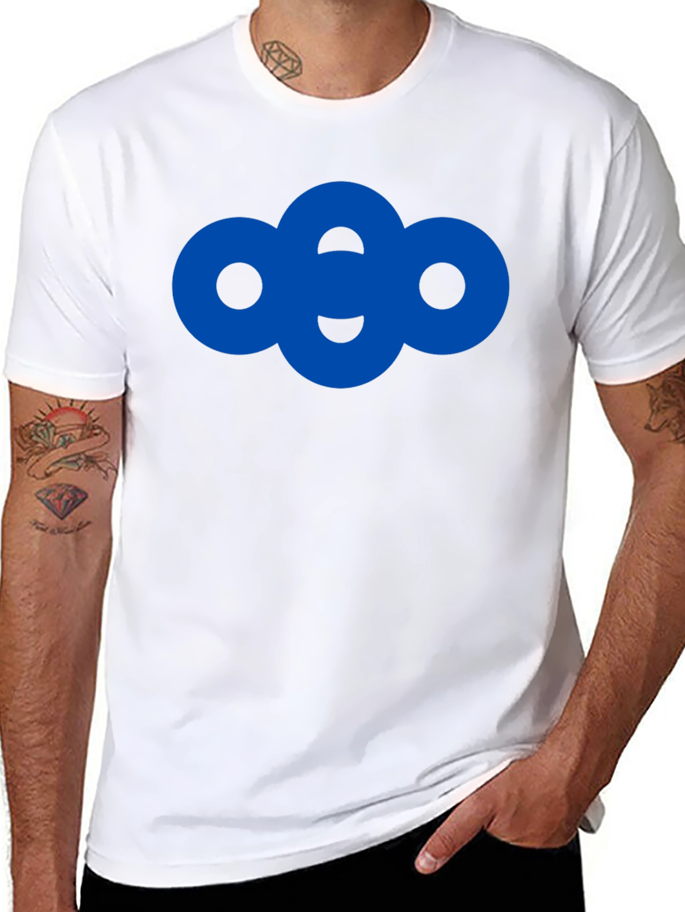Modern Blue Circle Graphic Black T-Shirt