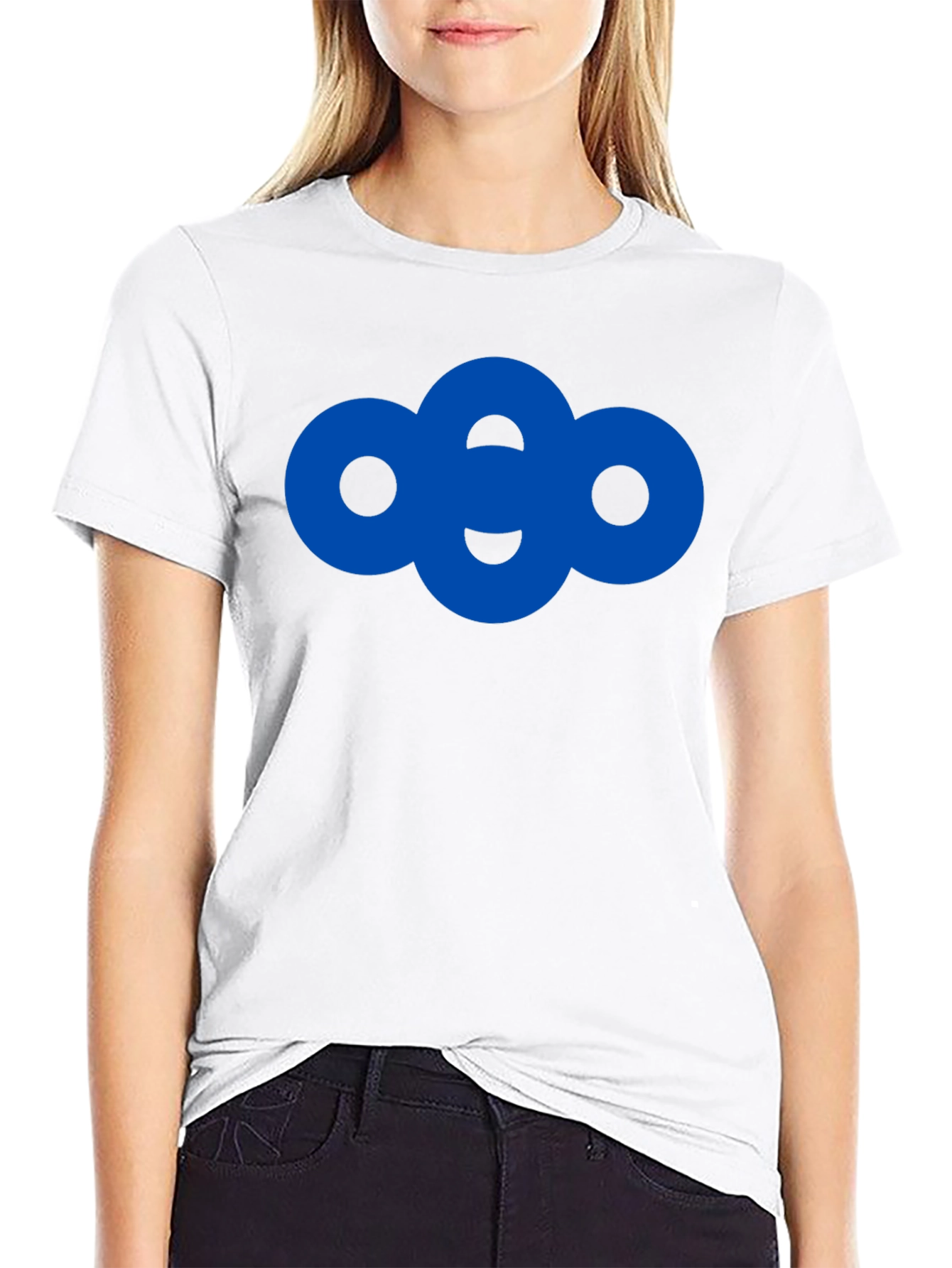 Modern Blue Circle Graphic Black T-Shirt