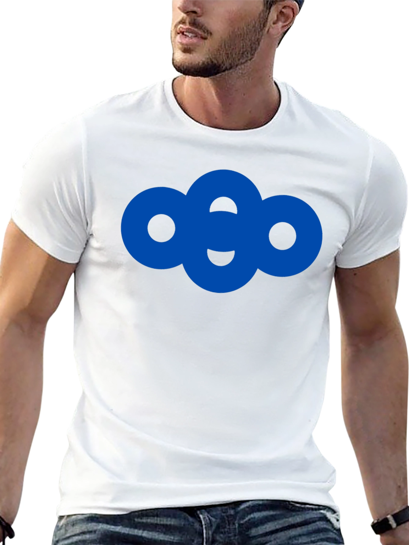 Modern Blue Circle Graphic Black T-Shirt