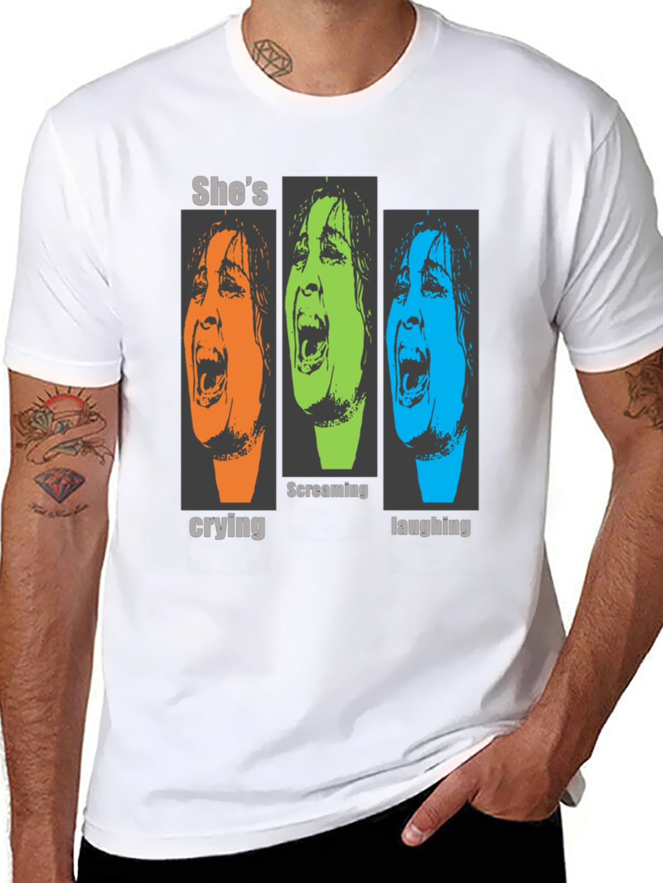 Shes Crying Screaming Laughing Graphic T-Shirt