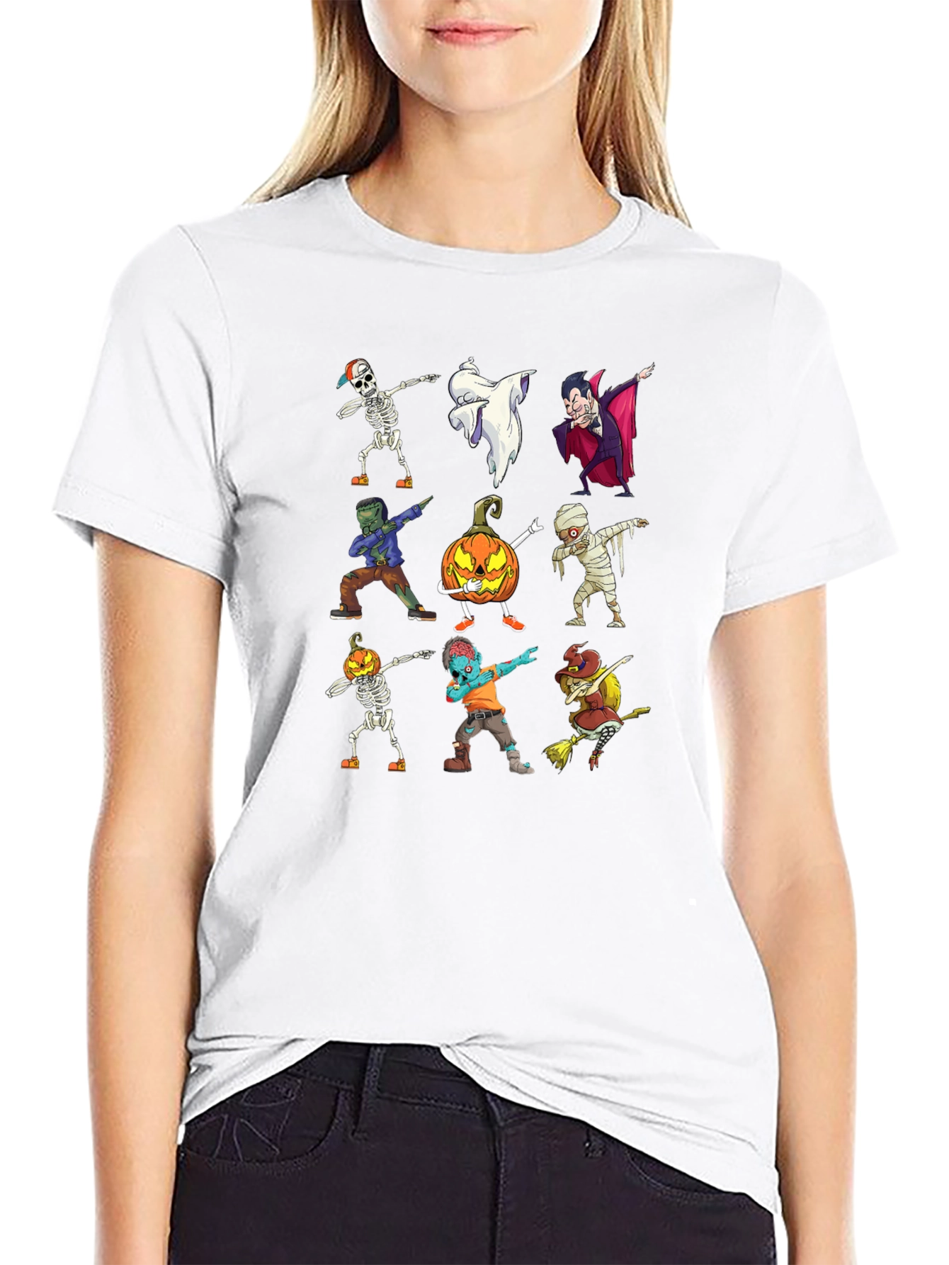 Halloween Dabbing Character Black T-Shirt
