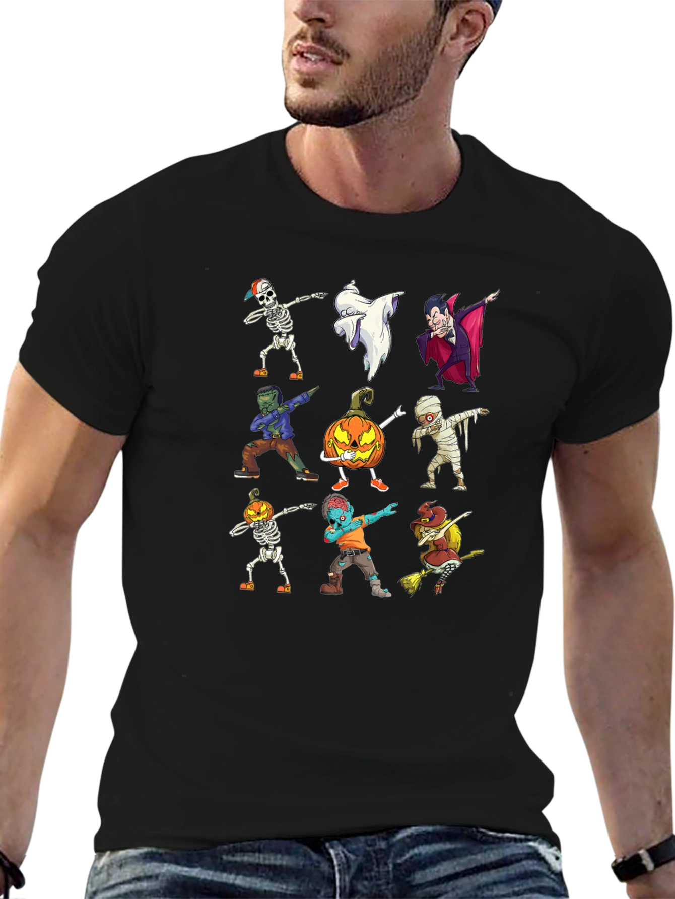 Halloween Dabbing Character Black T-Shirt