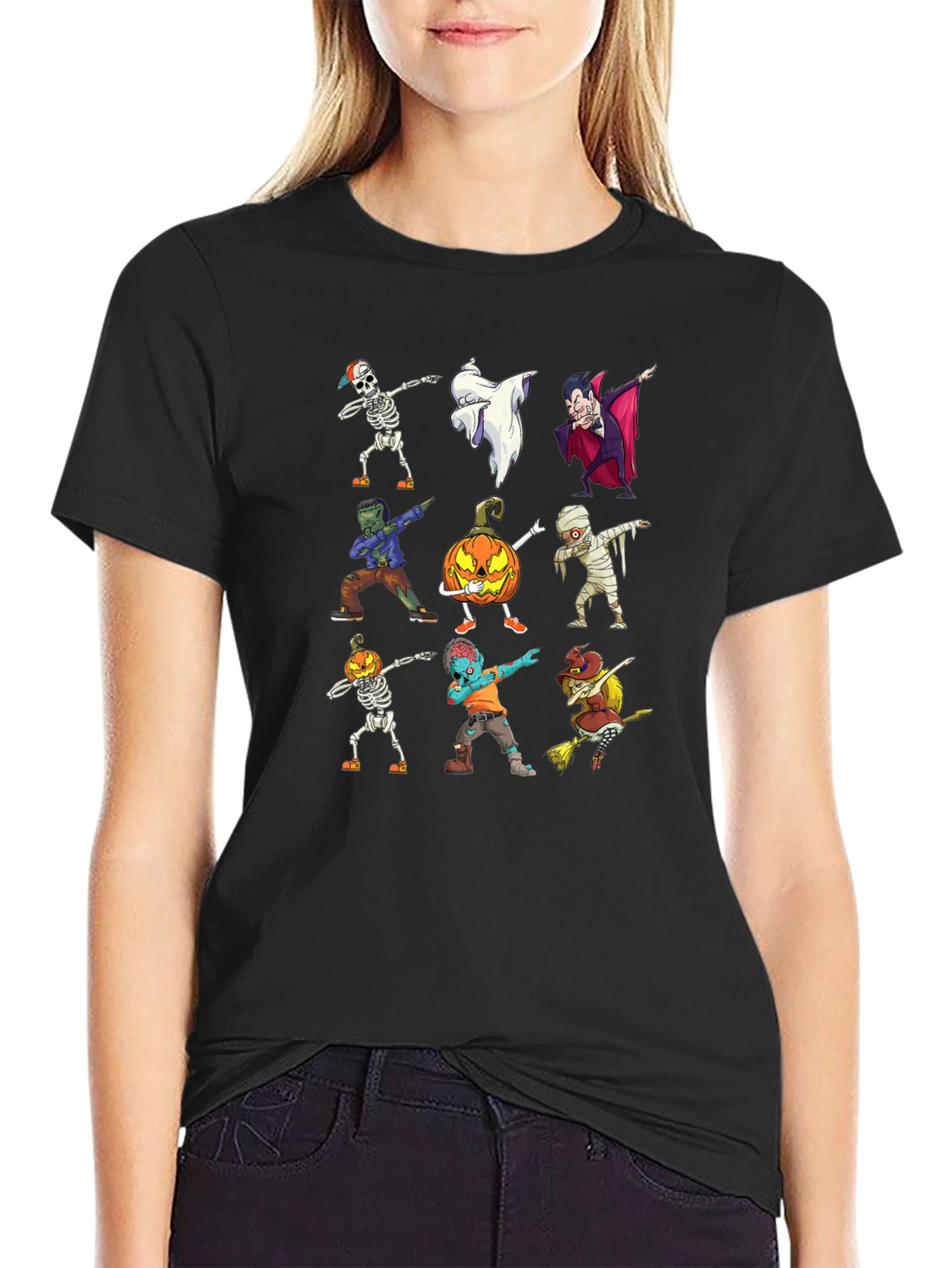 Halloween Dabbing Character Black T-Shirt