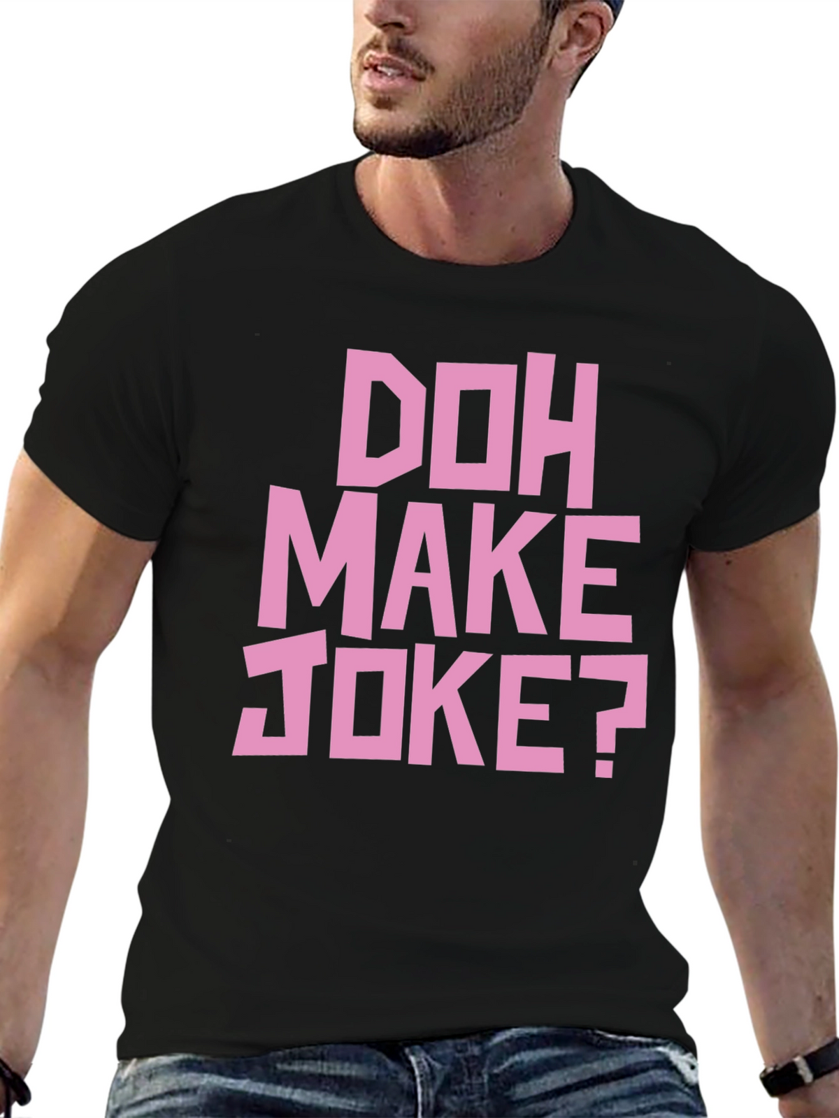 Doh Make Joke? Mens Black Graphic T-Shirt