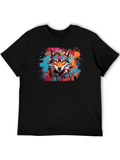 Vibrant Wolf Graphic Tee - Artistic Design