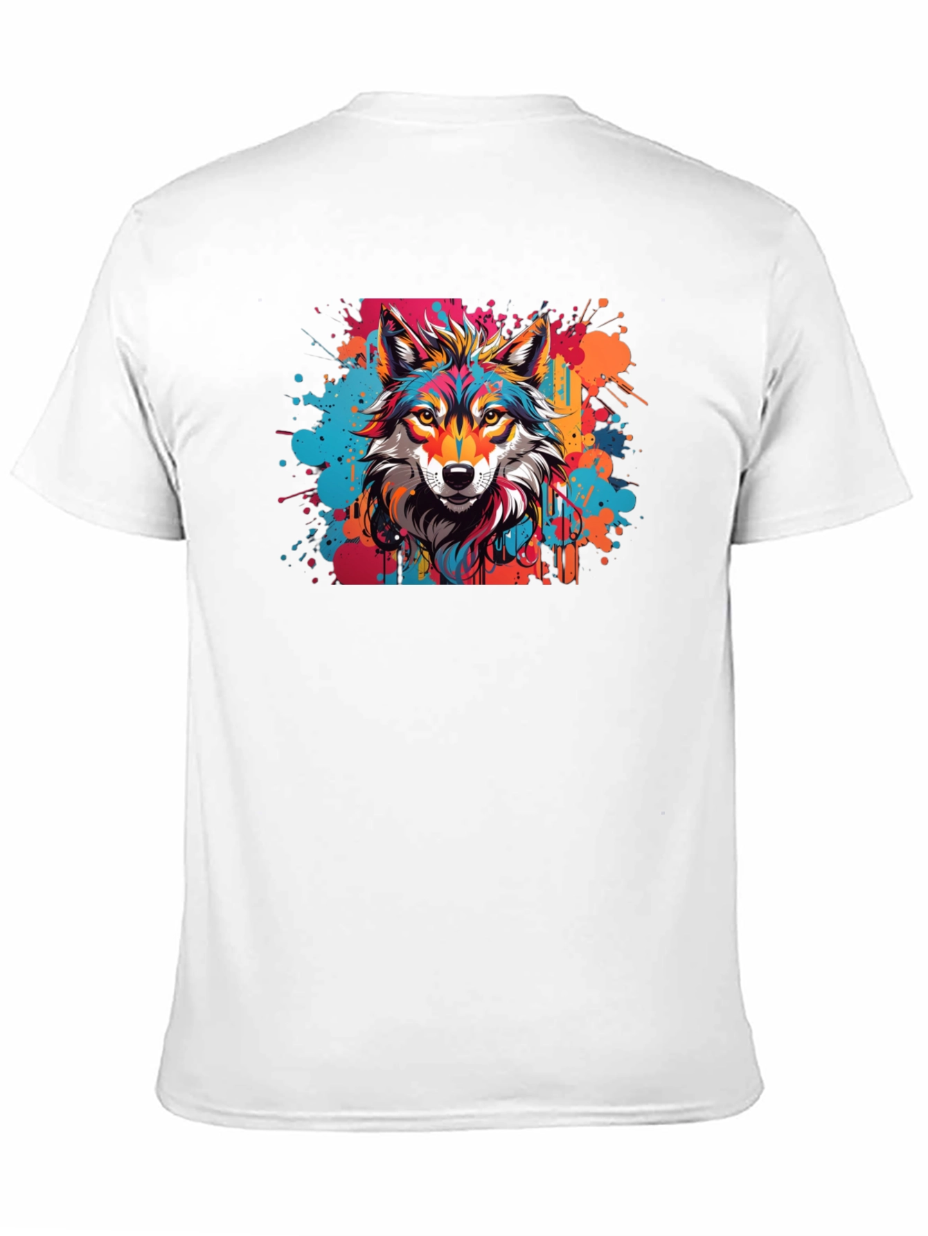 Vibrant Wolf Graphic Tee - Artistic Design