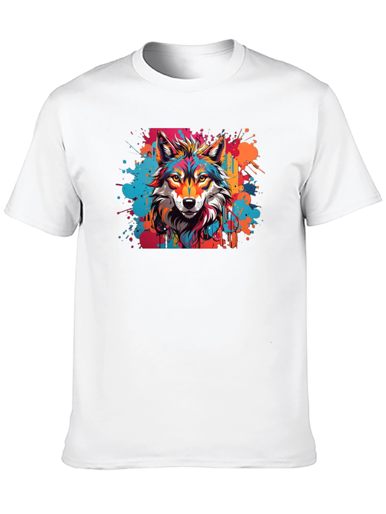 Vibrant Wolf Graphic Tee - Artistic Design