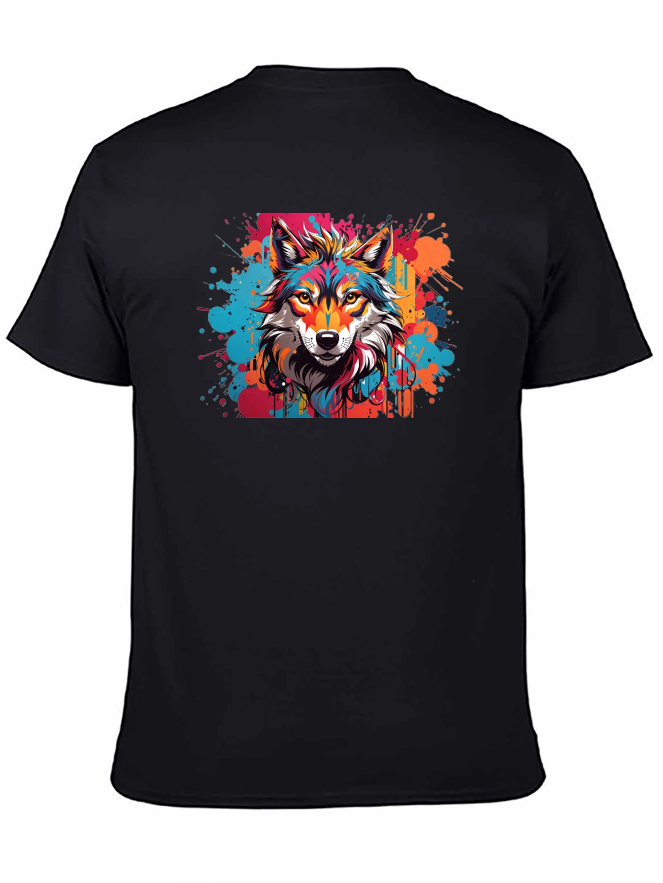 Vibrant Wolf Graphic Tee - Artistic Design