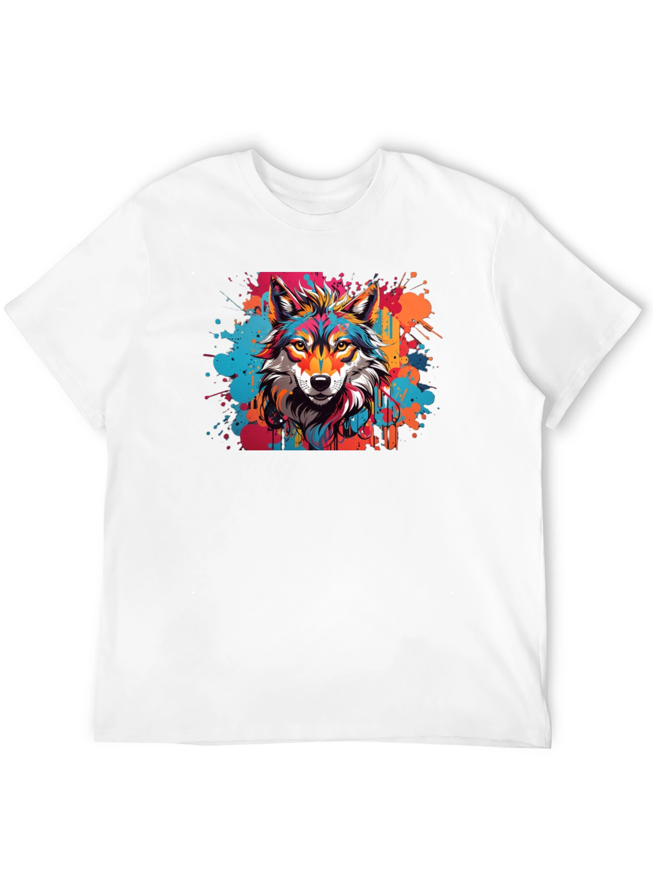 Vibrant Wolf Graphic Tee - Artistic Design