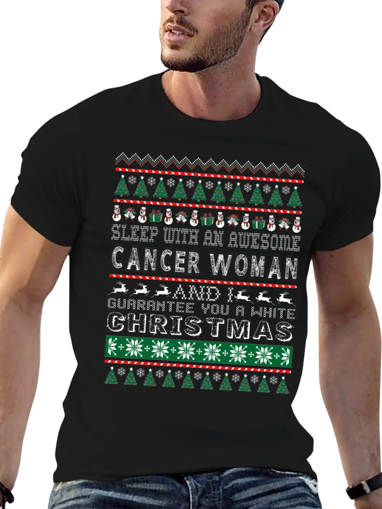 Awesome Cancer Woman Ugly Christmas Sweater T-Shirt