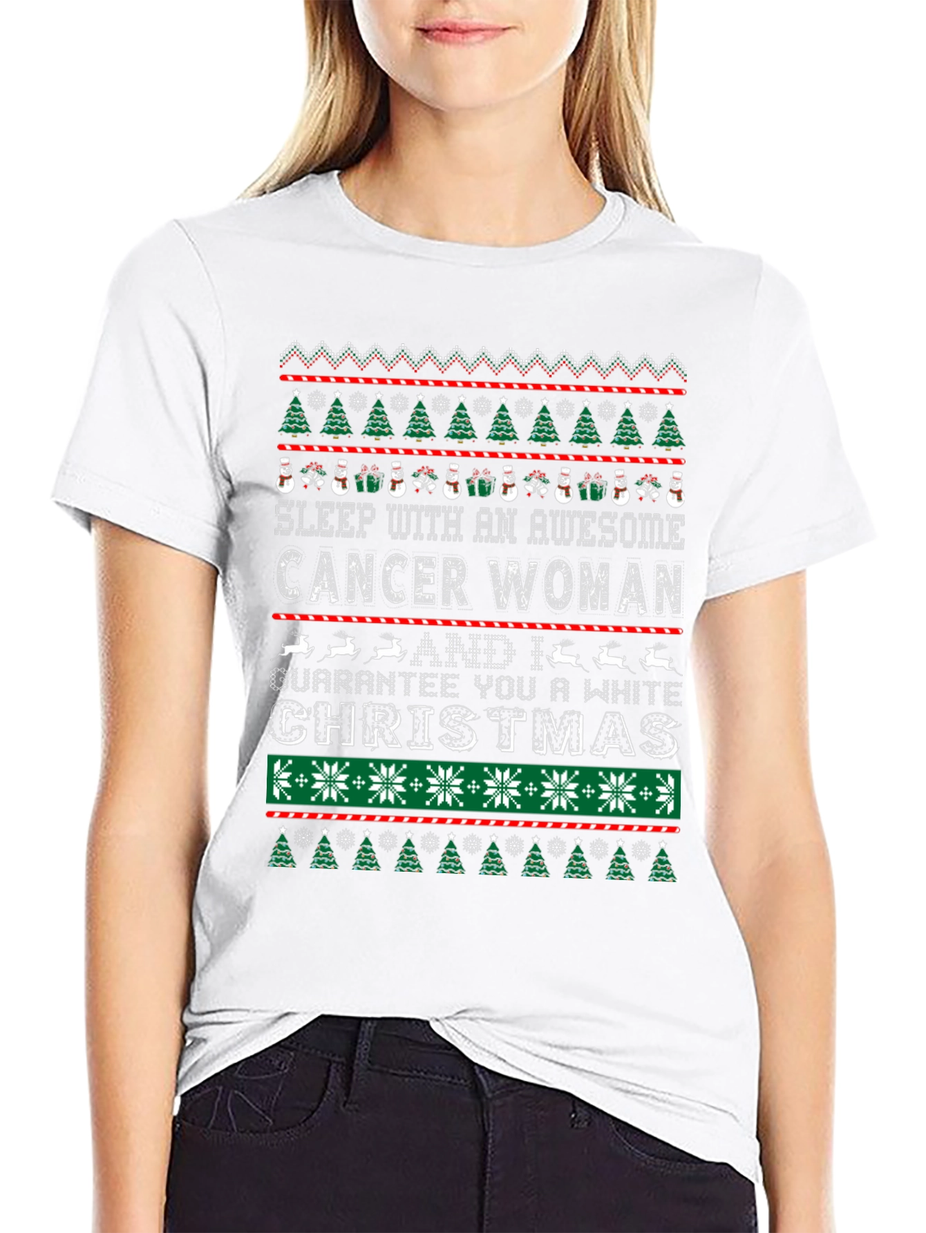 Awesome Cancer Woman Ugly Christmas Sweater T-Shirt
